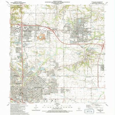 O Fallon IL topo map, 1:24000 Scale, 7.5 X 7.5 Minute, Historical, 1991, Updated 1991, 26.8 x 21.9 in - Tyvek