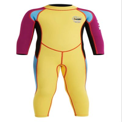 DIVE & SAIL Kids Long Sleeve Full Suit Wetsuit Thermal Warm One Piece Swimsuit Surfing Diving Suit Swimwear Yellow XL