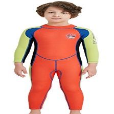 DIVE & SAIL Boys Girls Long Sleeve Wetsuit Thermal Long Sleeve Swimsuit UPF 50+ Sun Protection Sun Suit Orange M