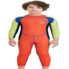 DIVE & SAIL Boys Girls Long Sleeve Wetsuit Thermal Long Sleeve Swimsuit UPF 50+ Sun Protection Sun Suit Orange M