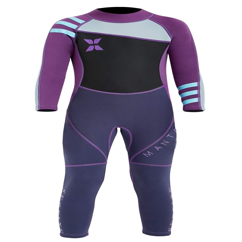 DIVE & SAIL Girls 2.5mm Diving Suit Warm Long Sleeve Full Wetsuit Back Zipper One Piece Swimsuit Purple S