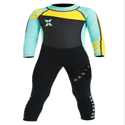 DIVE & SAIL Kids Long Sleeve Full Suit Wetsuit Thermal Warm One Piece Swimsuit Surfing Diving Suit Swimwear Green XL