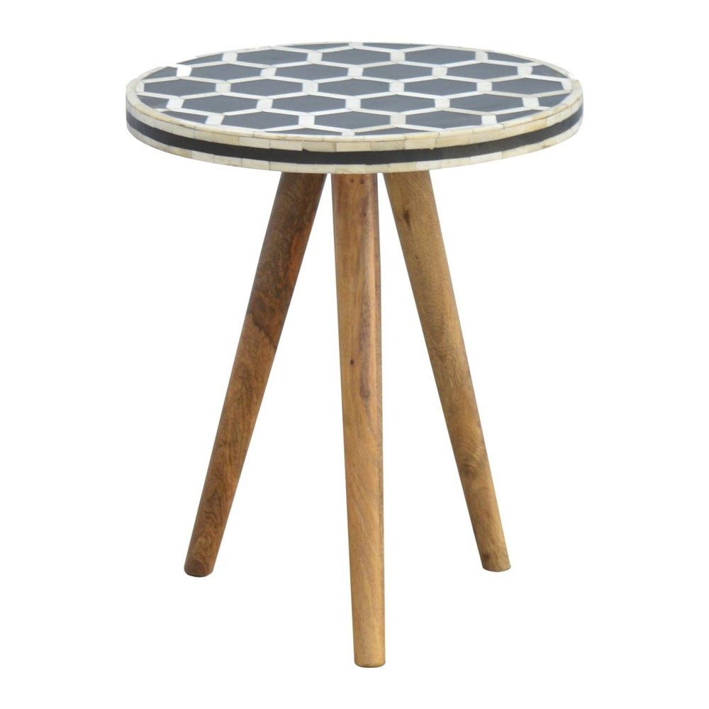 Artisan Furniture Bone Inlay Tripod Stool