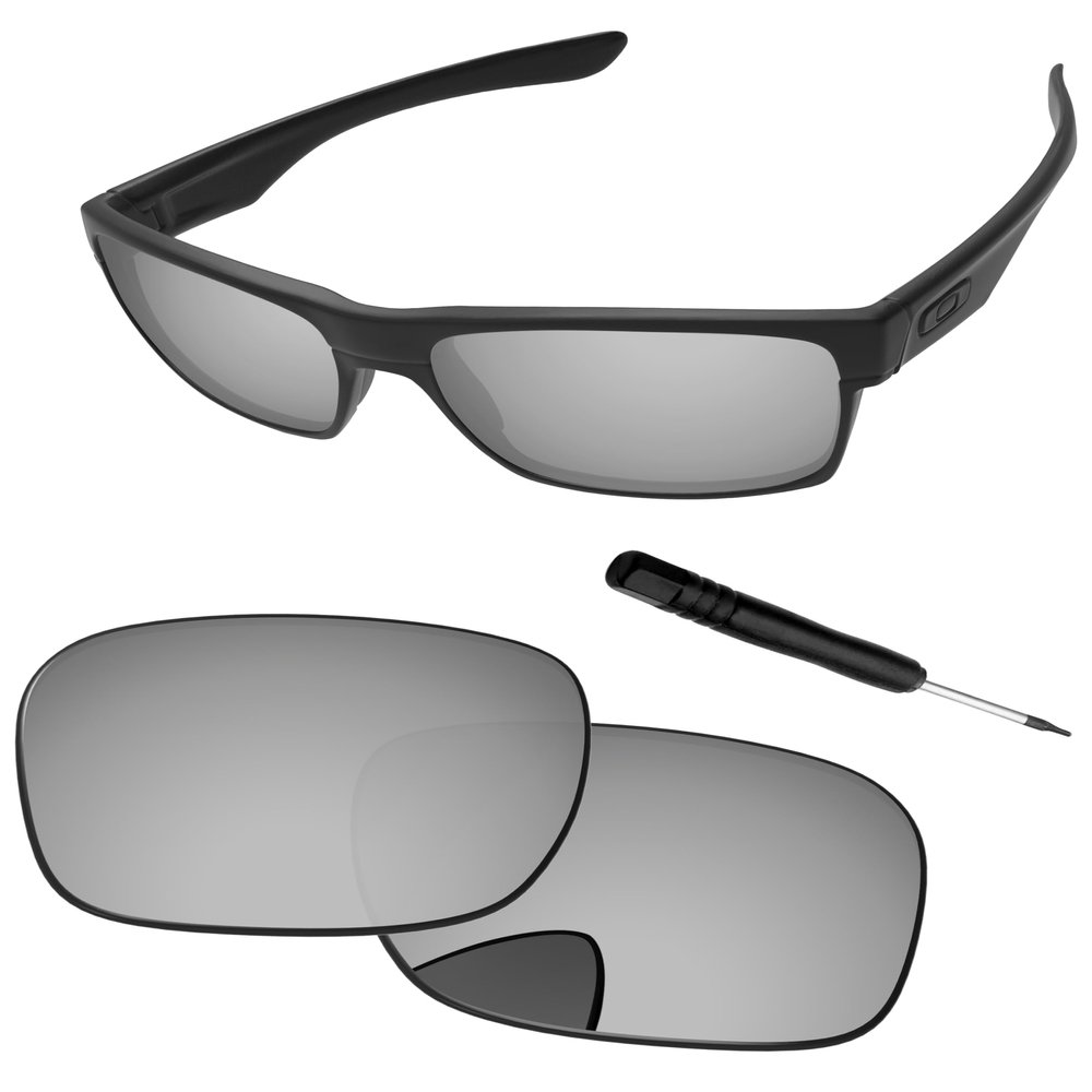 PapaViva Replacement Lenses & Screwdriver for Oakley TwoFace OO9189 Sunglass Chrome Silver Non-polarized