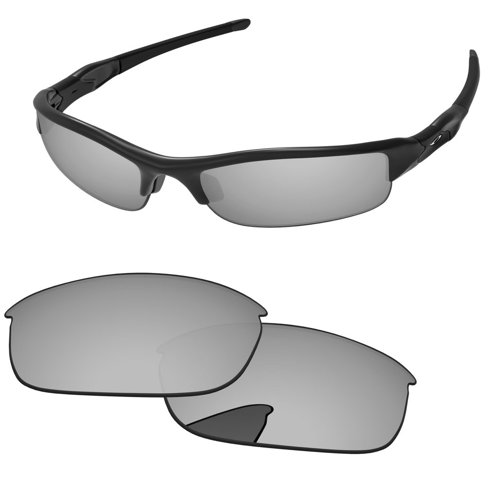 PapaViva Replacement Lenses for Oakley Flak Jacket OO9008 63mm Sunglass Chrome Silver Pro+ Anti-reflective Polarized