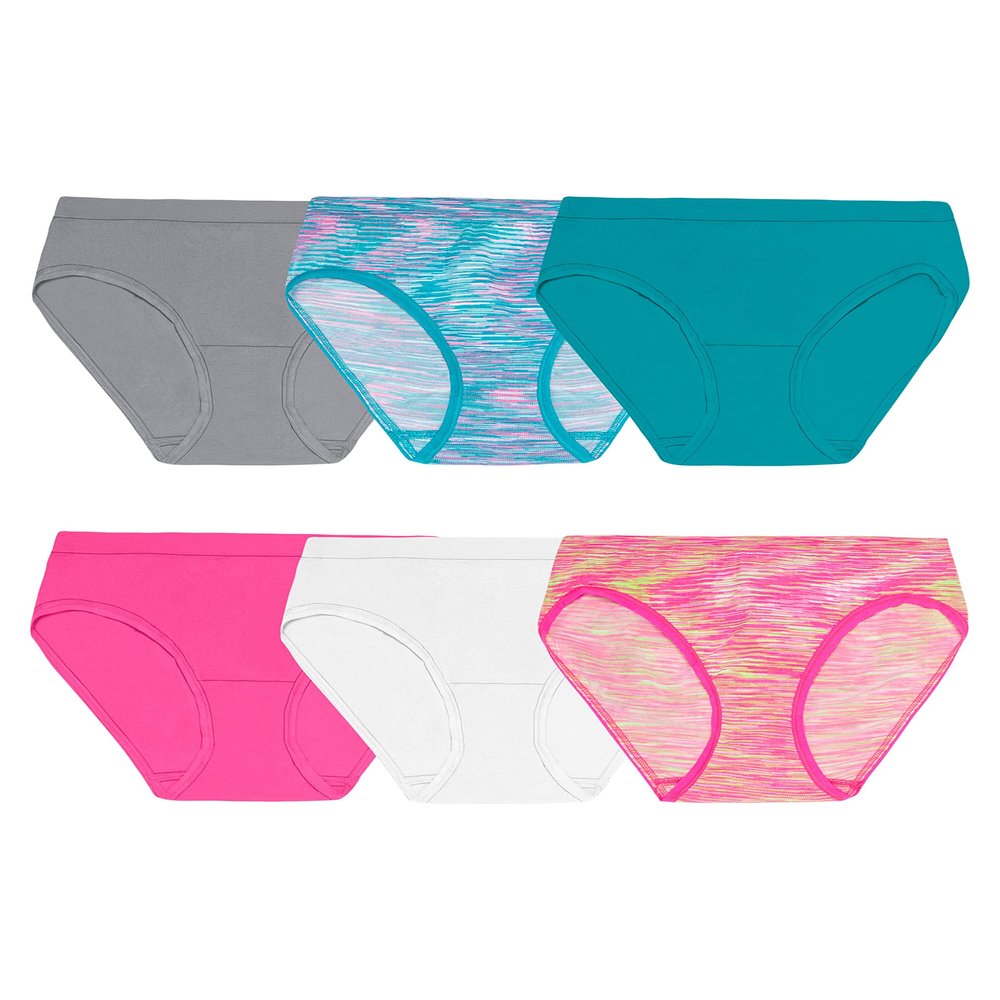 Fruit of the Loom girls Seamless Multipack Underwear, Hipster - 6 Pack Assorted, 14-16 US