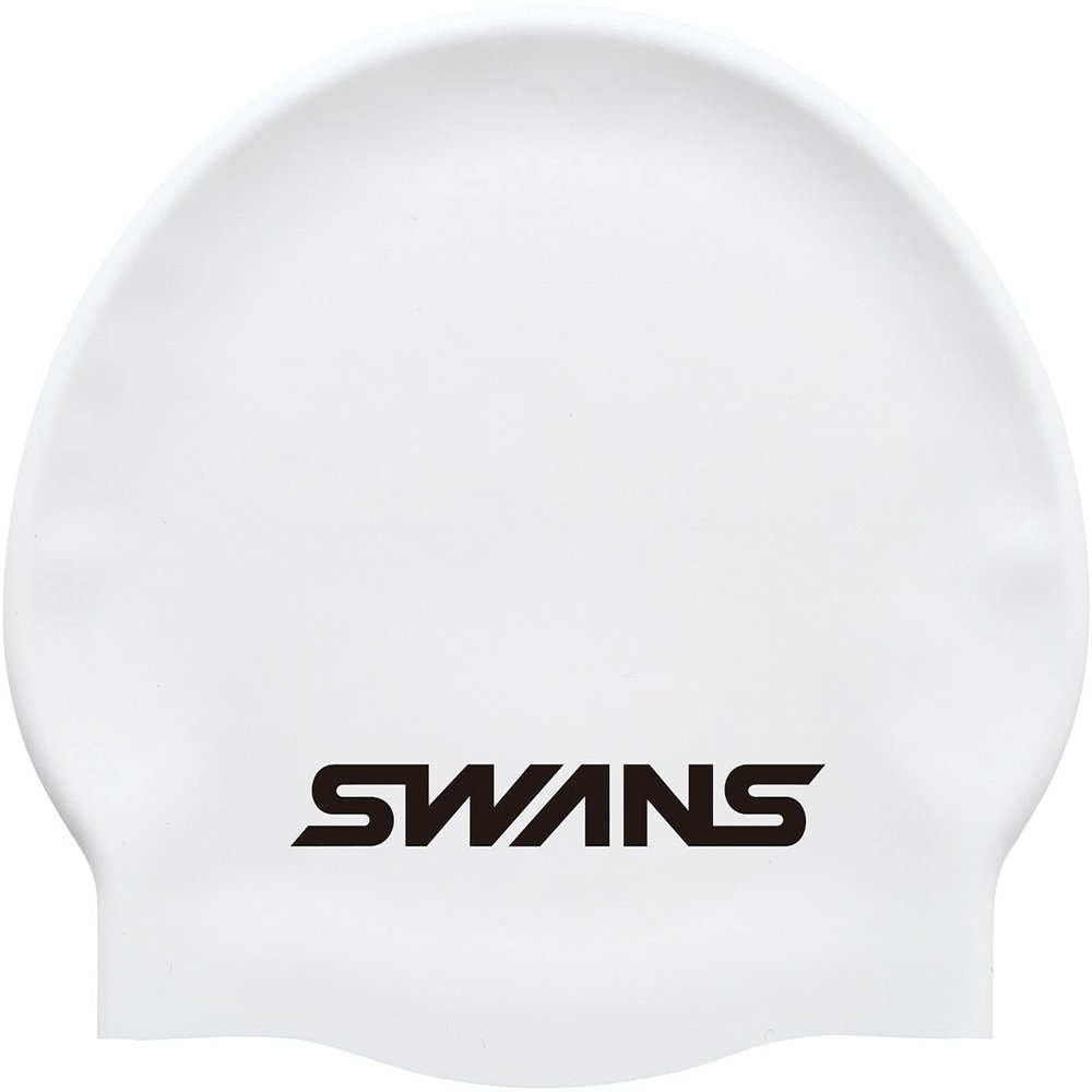 Swans SA-7 Swim Cap, Swimming Silicone Cap, White (W)
