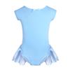 Freebily Kids Girls Chiffon Raglan Cap Sleeves Gymnastics Ballet Active Leotard Reffled Skirted for Ballerina Dance wear Sky Blue 5-6 view 1