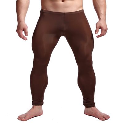 K-Men Mens Coffee Low Rise Leggings Long Johns Thermal Underwear Pajama Lounge L