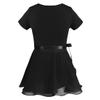 CHICTRY Girls Kids Basic Team Short Sleeved Wrap-Around Skirt Leotard Dance Ballet Tutu Dress Black 3-4 view 3