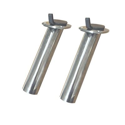 Dolphin Heavy Duty Flush Mount Rod Holders For Fishing Boat, Deluxe w/ PVC Insert and Cap, 316 Stainless Steel, 30 Degree Angle, Oblong Flange, Inside Diameter 1.6 inches, 11 inches high, (set of 2)