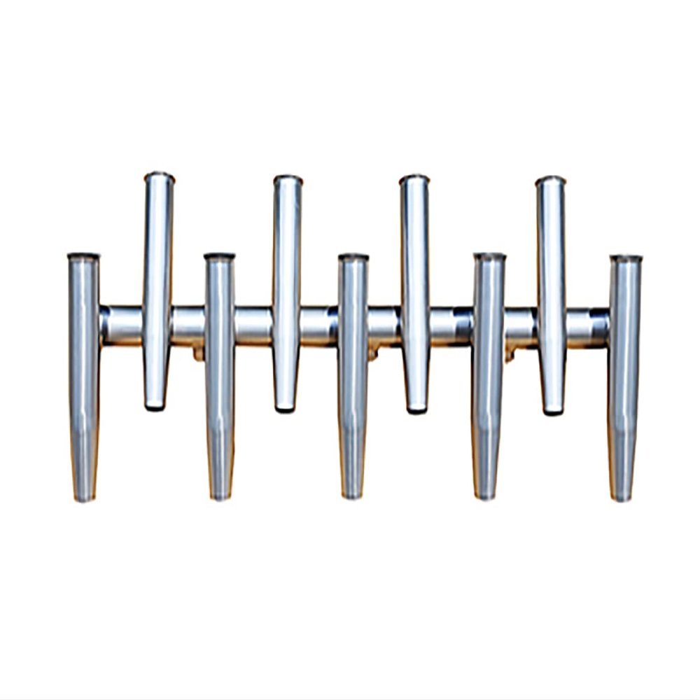 Dolphin Rocket Launcher Rod Holder for Boat T Tops, Holds 9 Fishing Poles, Rods Up to 1.7 inch Diameter, CNC Machined 6061 Anodized Aluminum, Fits Fishing Boat Towers with Round Tubing