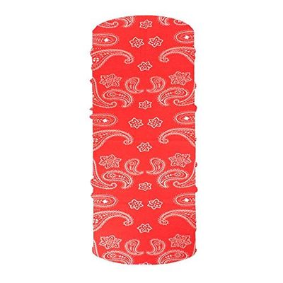 Disc Store Performance Dry Fit Facemask, Multifunctional Neck Gaiter Mask, Scarf, and Bandana - Protects Against the Sun, Wind and Outdoor Elements - Lightweight Microfiber Fabric - Red Paisley