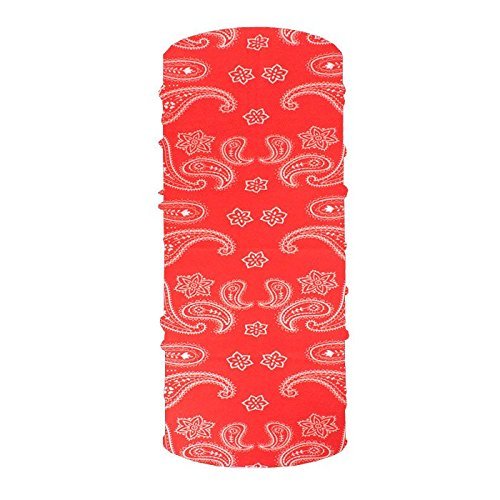Disc Store Performance Dry Fit Facemask, Multifunctional Neck Gaiter Mask, Scarf, and Bandana - Protects Against the Sun, Wind and Outdoor Elements - Lightweight Microfiber Fabric - Red Paisley