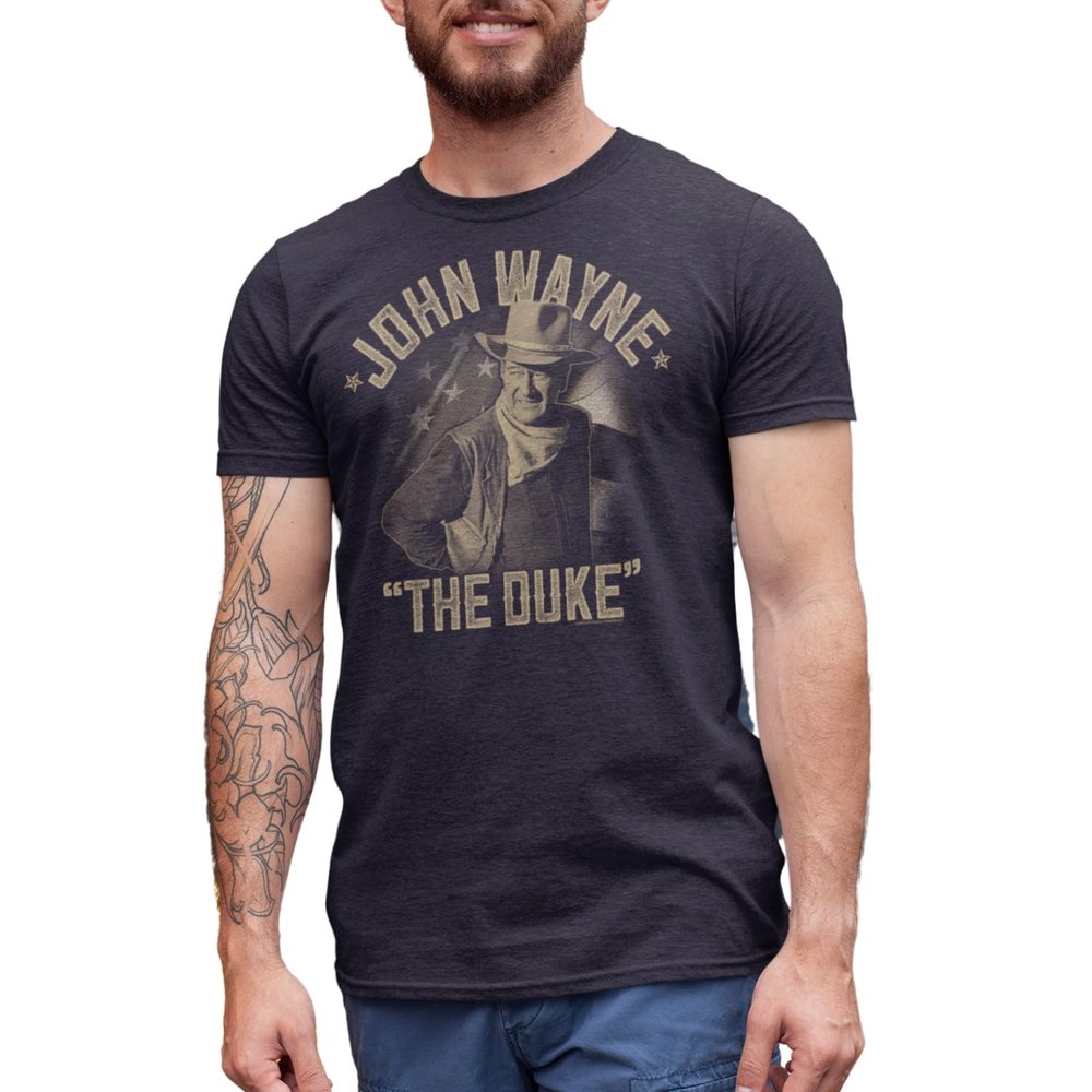 2Bhip John Wayne Icon Actor American The Duke Legend Western Adult T-Shirt - 3XL, Navy Heather