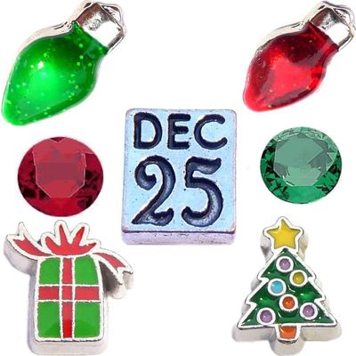 December 25th Christmas Day Charm Set for Floating Lockets