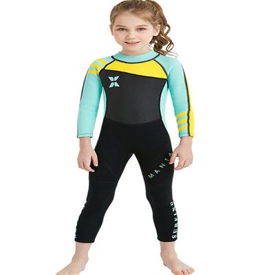 Akaeys Neoprene Swimsuit Girls Boys 2.5mm Thickness Premium Short or Long Back Zipper One Piece Thermal UV Protection Youth Swim Wetsuit