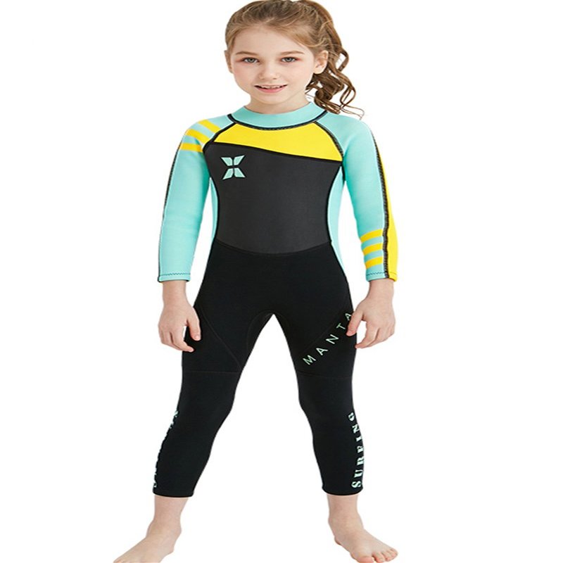 Akaeys Neoprene Swimsuit Girls Boys 2.5mm Thickness Premium Short or Long Back Zipper One Piece Thermal UV Protection Youth Swim Wetsuit