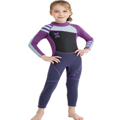 Akaeys Neoprene Swimsuit Girls Boys 2.5mm Thickness Premium Short or Long Back Zipper One Piece Thermal UV Protection Youth Swim Wetsuit