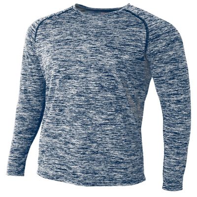 A4 Mens Long Sleeve Raglan Space Dye, Medium, Navy