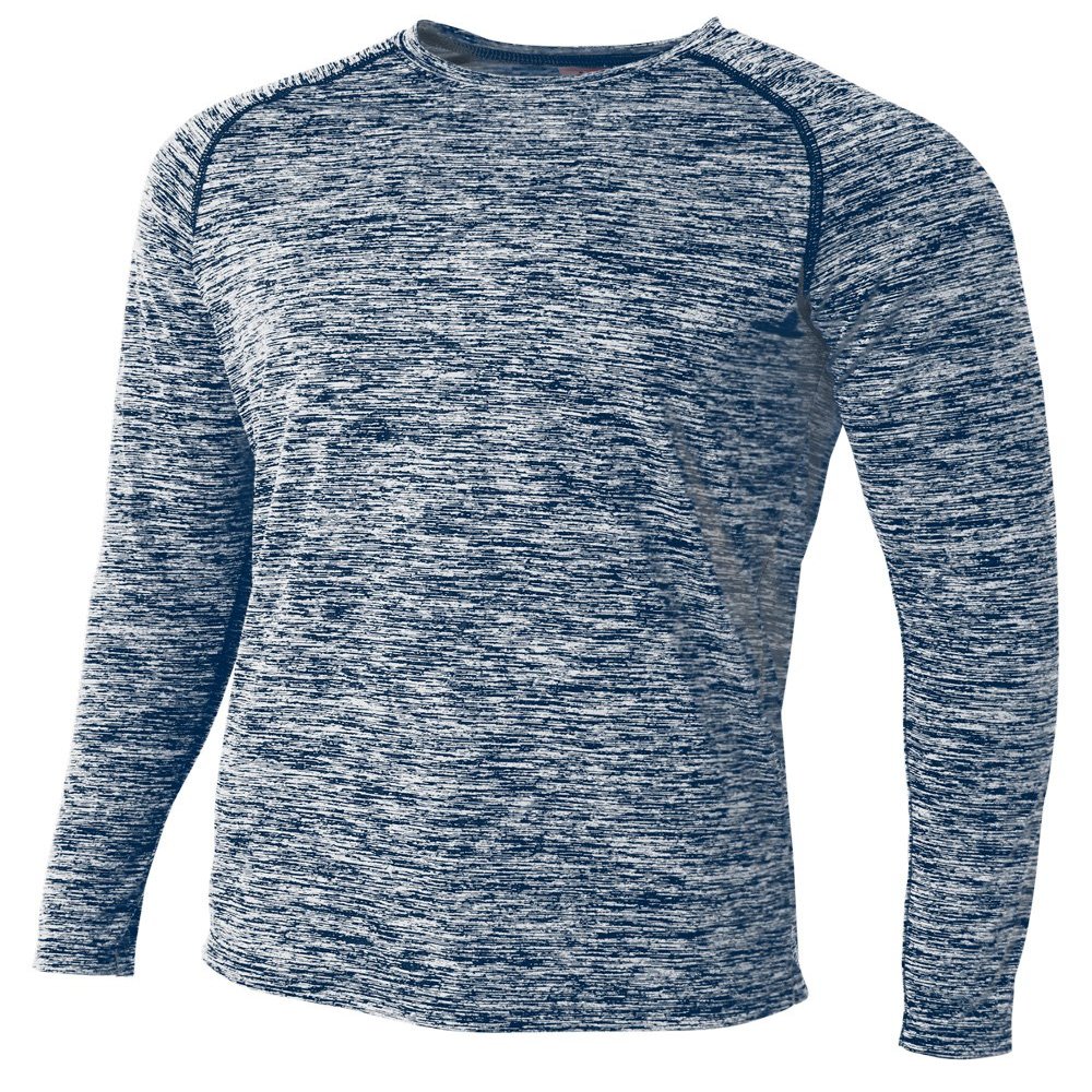 A4 Mens Long Sleeve Raglan Space Dye, Medium, Navy