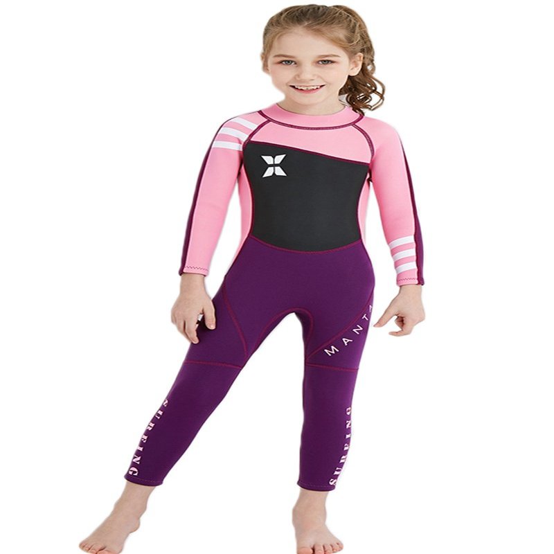 Akaeys Neoprene Swimsuit Girls Boys 2.5mm Thickness Premium Short or Long Back Zipper One Piece Thermal UV Protection Youth Swim Wetsuit