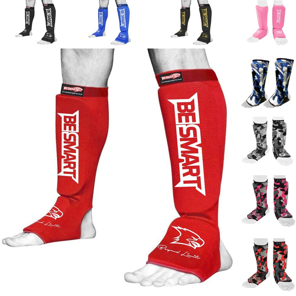 Kids Shin Instep Pads MMA Leg Foot Guards Muay Thai Kick Boxing Guard Protector (Red, XXXS (3 to 8 Years))