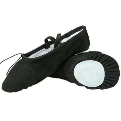 Nexete Toddler Kid Girl Classic #1 Canvas Ballet Dance Split-Sole Slipper Shoes (Little Kid 13 M, Black)