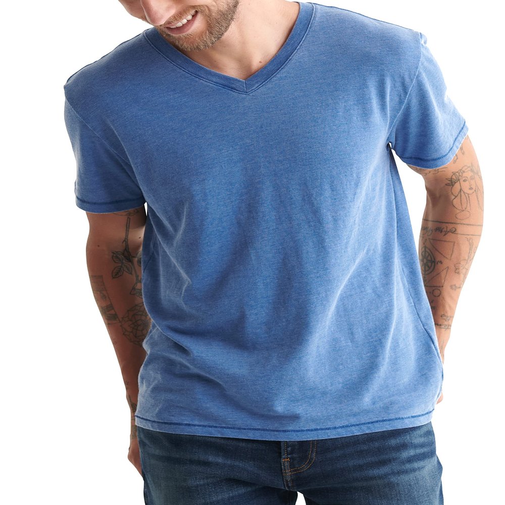 Lucky Brand mens Venice Burnout V-neck Tee T Shirt, Monaco Blue, Small US