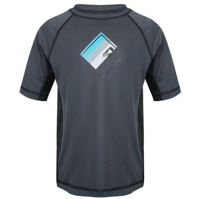 Kanu Surf Toddler Boys Haywire UPF 50+ Sun Protective Rashguard Swim Shirt, Victor Charcoal, 4T