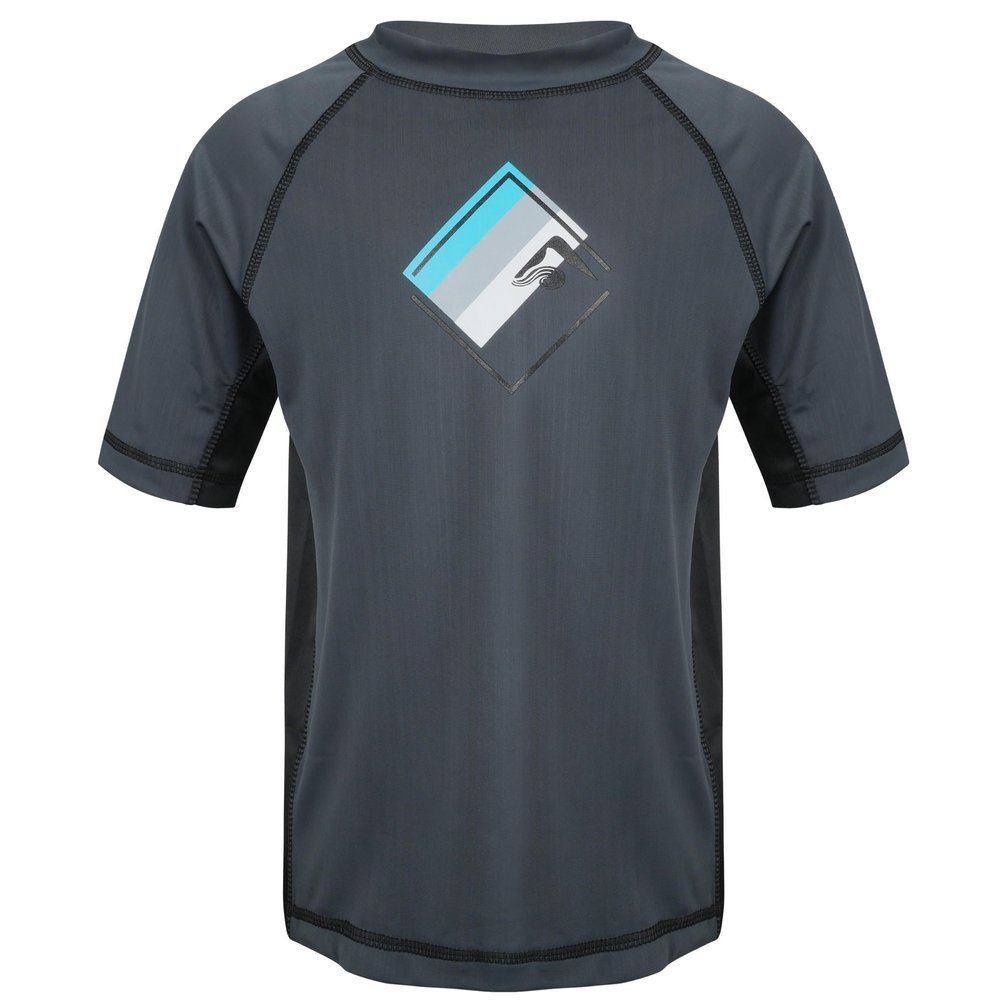 Kanu Surf Toddler Boys Haywire UPF 50+ Sun Protective Rashguard Swim Shirt, Victor Charcoal, 4T