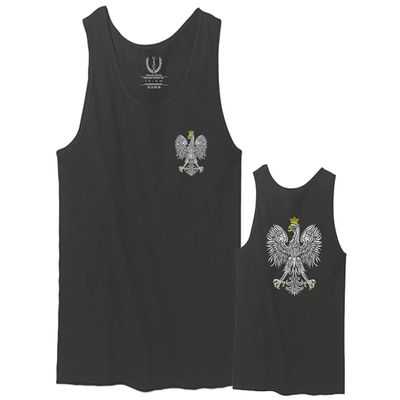 0083. Poland Pride Vintage Style Retro Polish Eagle Flag Polska Soccer Men's Tank Top (Charcoal, X-Large)