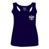 0083. Poland Pride Vintage Style Retro Polish Eagle Flag Polska Soccer Women's Tank Top Racerback (Navy Blue, Small)