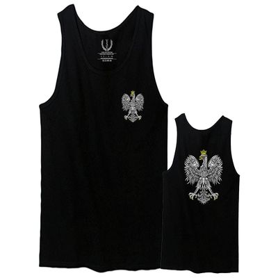 0083. Poland Pride Vintage Style Retro Polish Eagle Flag Polska Soccer Men's Tank Top (Black, Medium)
