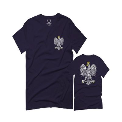 0083. Poland Pride Vintage Style Retro Polish Eagle Flag Polska Soccer for Men T Shirt (Navy Blue, 2X-Large)