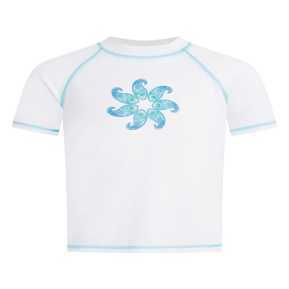 Kanu Surf Big Girls Jade UPF 50+ Sun Protective Rashguard Swim Shirt, Sundance White, Small (8)