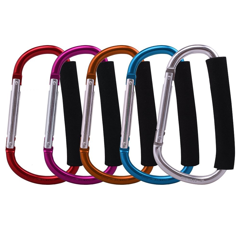 szzijia 5 Pcs D Shape Sponge Aluminum Carabiner Clip Snap Hook for Toys Stationery Handbags Jewelry Crafts Electronic Clothing