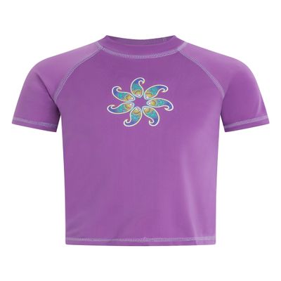 Kanu Surf Toddler Girls Jade UPF 50+ Sun Protective Rashguard Swim Shirt, Sundance Purple, 5T