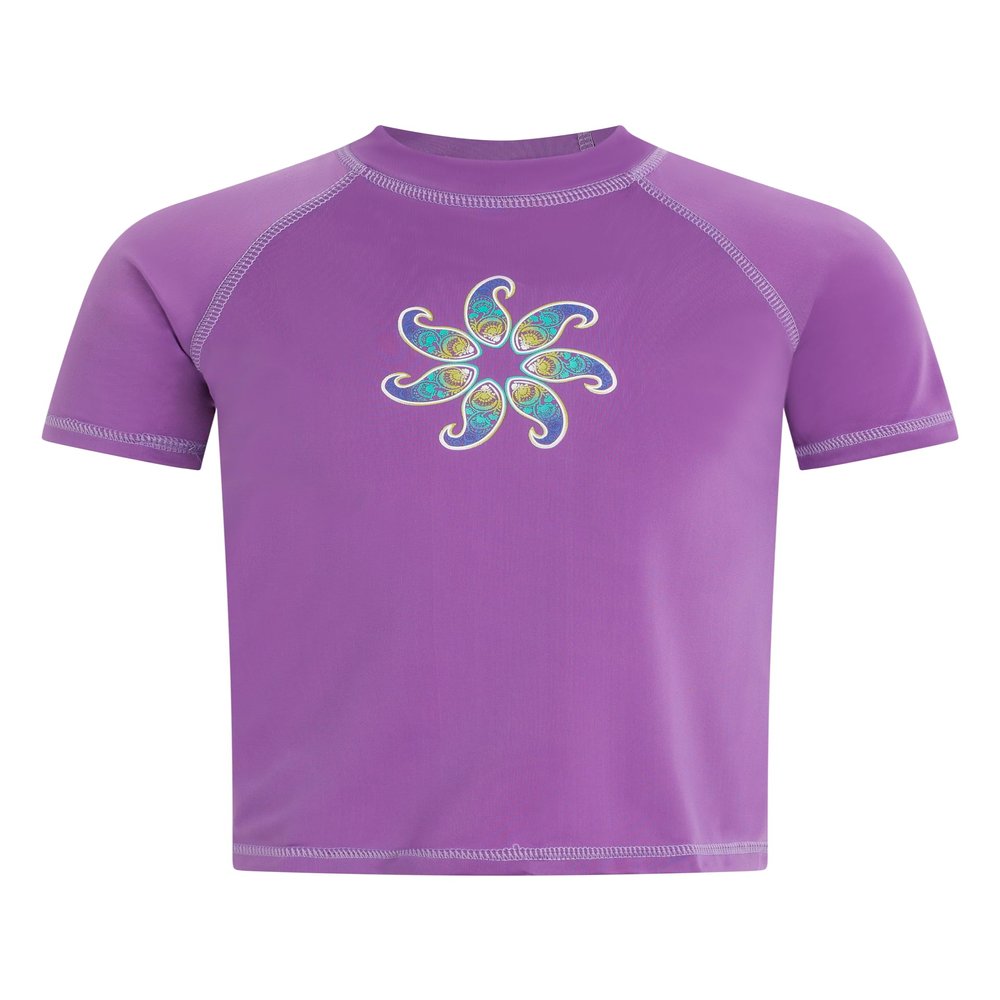 Kanu Surf Toddler Girls Jade UPF 50+ Sun Protective Rashguard Swim Shirt, Sundance Purple, 5T