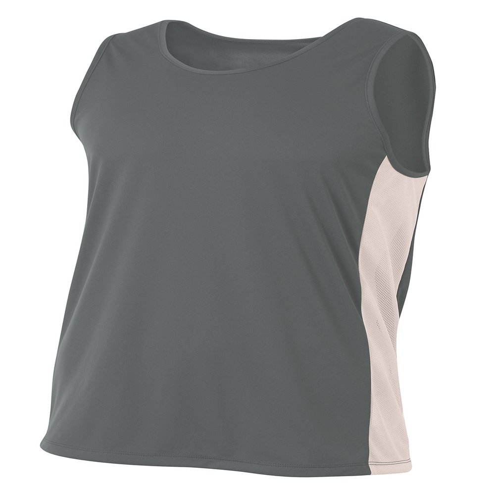 A4 Mens Pacer Singlet, 2XL, Graphite/White