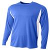A4 Mens Long Sleeve Color Block Tee, Small, Royal/White view 2