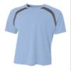 A4 Mens Spartan Short Sleeve Color Block Crew, Medium, LtBlue/Graphite view 1