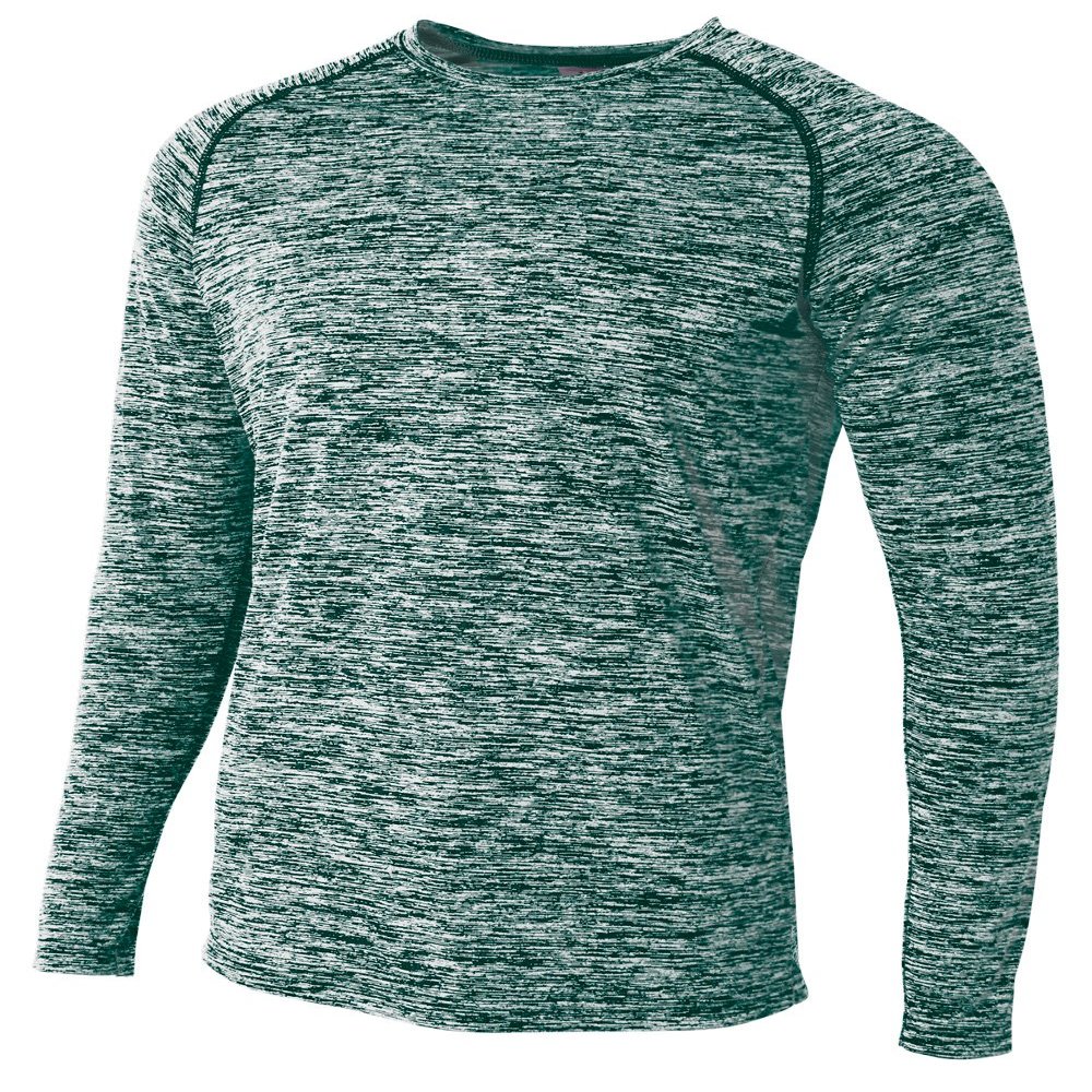 A4 Mens Long Sleeve Raglan Space Dye, Small, Forest