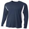 A4 Mens Long Sleeve Color Block Tee, 2XL, Navy/White view 2