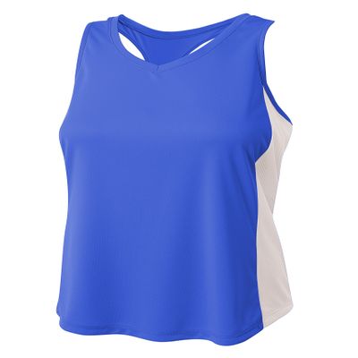 A4 Womens Pacer Singlet with Racerback, Small, Royal/White