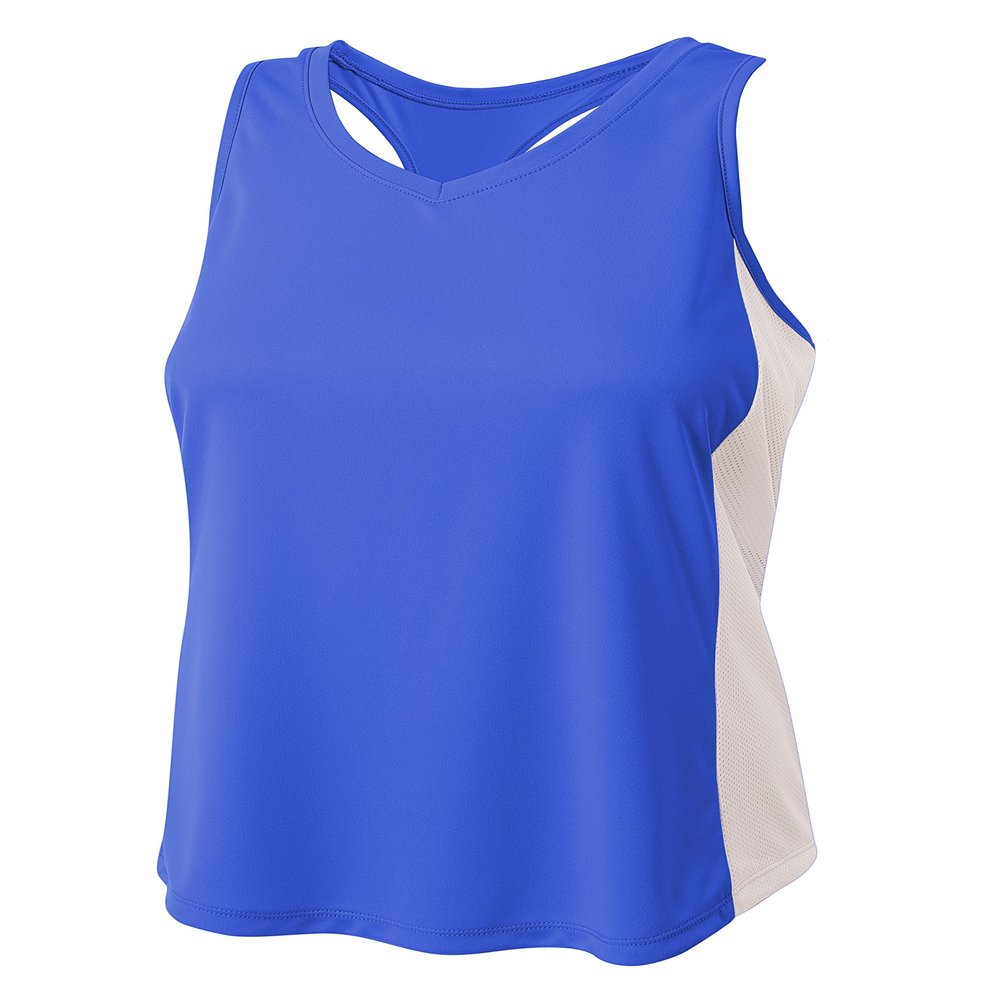 A4 Womens Pacer Singlet with Racerback, Small, Royal/White