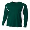 A4 Mens Long Sleeve Color Block Tee, 3XL, Forest/White view 1
