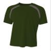 A4 Mens Spartan Short Sleeve Color Block Crew, 3XL, Forest/Graphite view 1