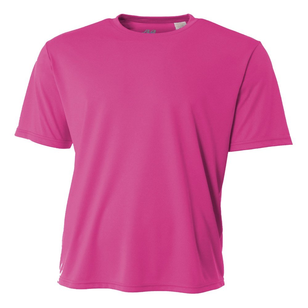 A4 Men's Cooling Performance Crew Short Sleeve T-Shirt, Fuchsia, 4X-Large