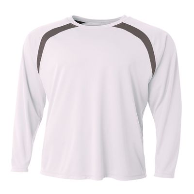 A4 Mens Spartan Long Sleeve Color Block Crew, 3XL, White/Graphite